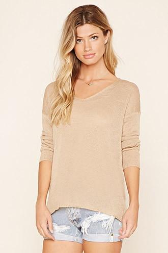 Forever21 Women's  Slub Knit V-neck Sweater