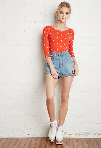 Forever21 Polka Dot Print Top
