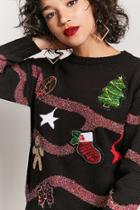 Forever21 Metallic Holiday Graphic Sweater