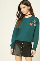 Forever21 Women's  Patch-front Raw-cut Sweater