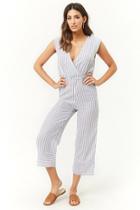 Forever21 Pinstriped Surplice Jumpsuit
