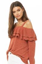 Forever21 Knit Tiered-flounce Open-shoulder Top
