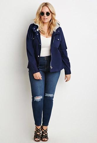 Forever21 Plus Hooded Utility Jacket