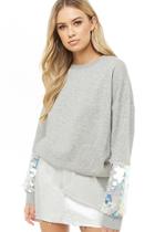 Forever21 Sequin-embellished Fleece Sweatshirt