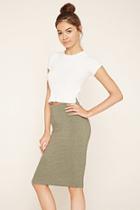 Forever21 Women's  Heather Olive Stretch Knit Pencil Skirt