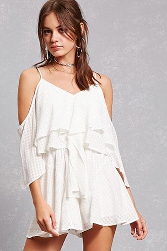 Forever21 Open-shoulder Layered Romper