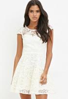 Forever21 Women's  Ornate-embroidered Fit & Flare Dress (cream)