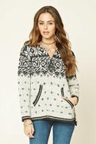 Forever21 Women's  Abstract Print Knit Hoodie