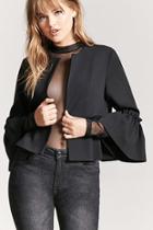 Forever21 Open-front Ruffle Sleeve Jacket