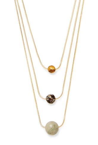 Forever21 Antic Gold & Grey Faux Stone Layered Necklace