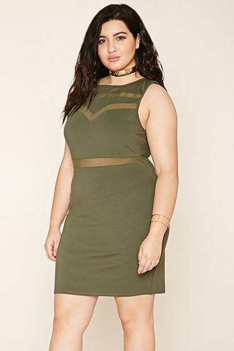 Forever21 Plus Women's  Olive Plus Size Bodycon Dress
