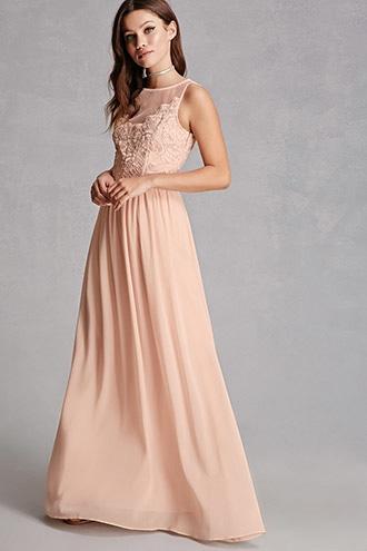 Forever21 Soieblu Lace-panel Maxi Dress
