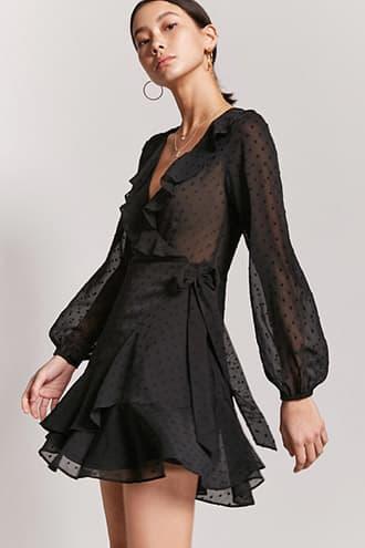 Forever21 Sheer Ruffle Wrap Dress