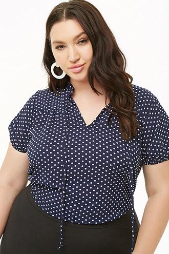 Forever21 Plus Size Polka Dot Peasant Top