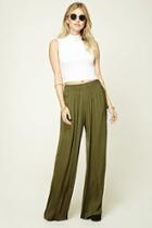 Love21 Women's  Olive Contemporary Palazzo Pants