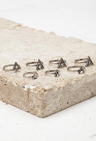 Forever21 Triangle Midi Ring Set (b.silver)
