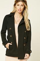 Forever21 Women's  Black Double-breasted Coat