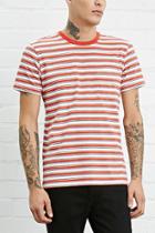 21 Men Men's  White & Red Stripe Pocket Tee