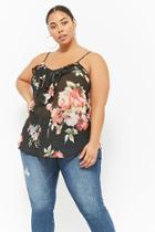 Forever21 Plus Size Sheer Floral Ruffle-trim Cami