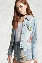 Forever21 Butterfly Patch Denim Jacket