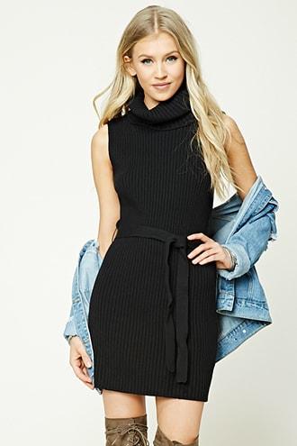 Forever21 Belted Turtleneck Mini Dress