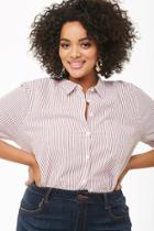 Forever21 Plus Size Pinstriped Patch-pocket Shirt