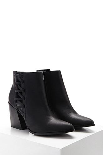 Forever21 Faux Leather Cutout Ankle Boots