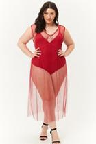 Forever21 Plus Size Dotted Mesh Dress & Bodysuit Set