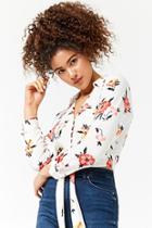 Forever21 Floral Tie-front Shirt