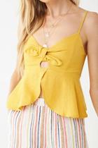 Forever21 Linen-blend Tie-front Cutout Cami