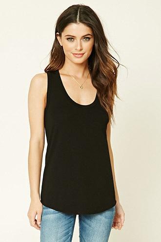 Forever21 Women's Black Scoop-neck Tank