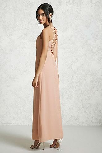 Forever21 Chiffon Lace-up Maxi Dress