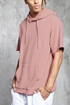 Forever21 Raw-cut Short Sleeve Hoodie