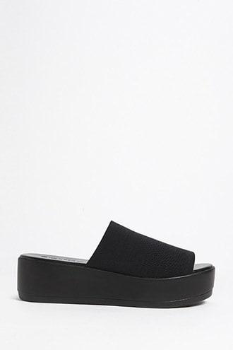 Forever21 Textured Platform Slide Sandals