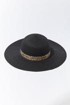 Forever21 Leopard Trim Floppy Straw Hat