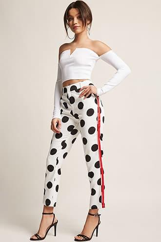 Forever21 Side-stripe Polka Dot Pants