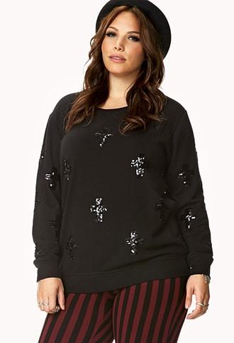 Forever21 Dazzling Sequined Cross Sweatshirt