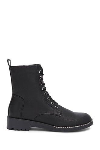 Forever21 Textured Faux Leather Combat Boots
