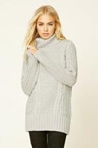 Forever21 Women's  Heather Grey Ribbed Knit Turtleneck Sweater