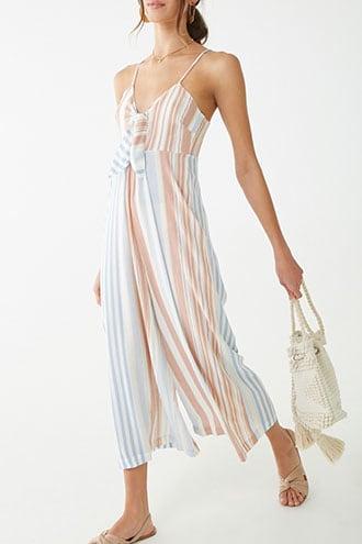 Forever21 Striped Print Culotte Jumpsuit