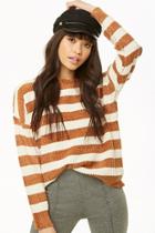 Forever21 Woven Heart Striped Chenille Sweater