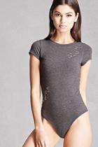 Forever21 Distressed Cap-sleeve Bodysuit