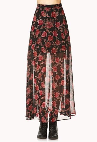 Forever21 Romantic Rose Maxi Skirt
