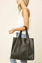 Forever21 Black Faux Leather Tote Bag