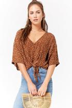 Forever21 Polka Dot Button-front Top