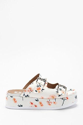 Forever21 Jane And The Shoe Floral Print Platform Slides