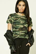 Forever21 Camo Print Crew Neck Tee