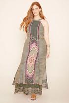 Forever21 Plus Women's  Black & Cream Plus Size Geo Print Maxi Dress