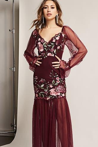 Forever21 Floral Embroidered Mermaid Dress