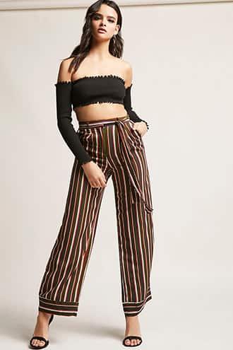 Forever21 Wide-leg Striped Pants